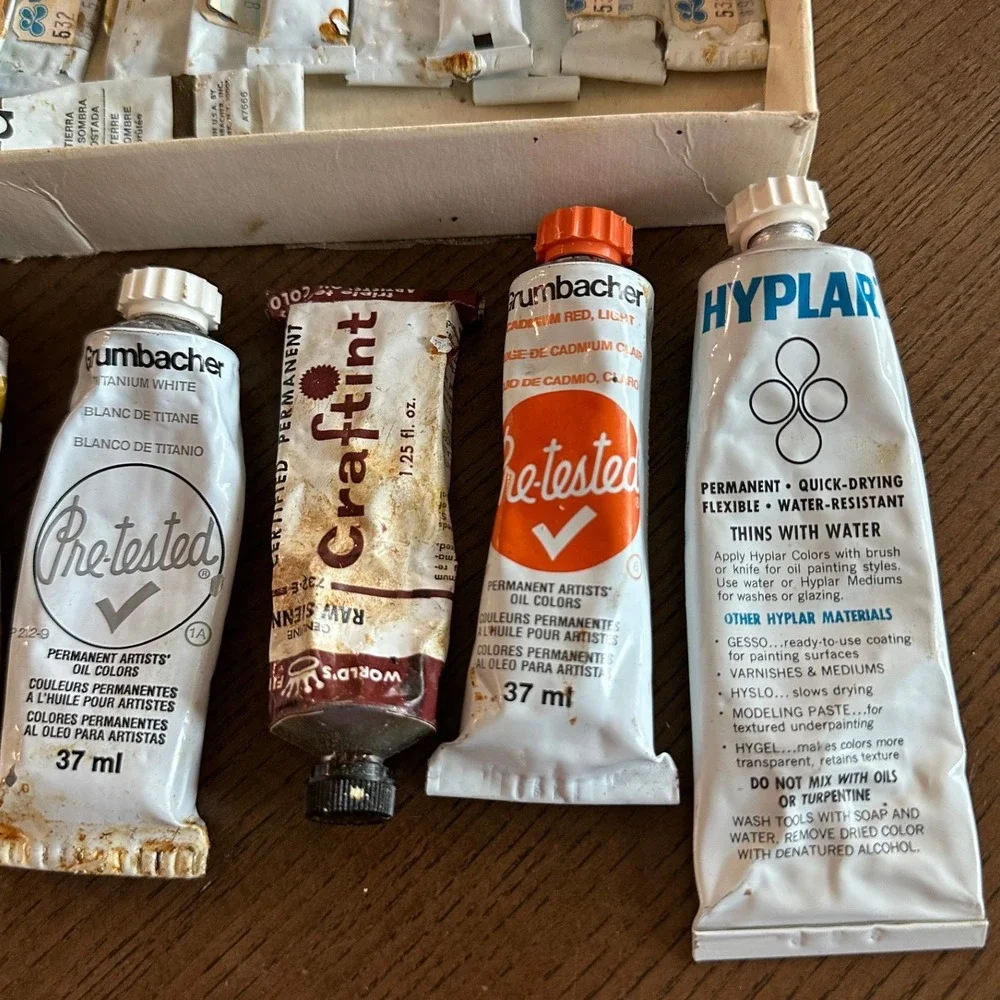 Vintage Grumbacher Craftint Weber Oil Acrylic Paint Lot Mixed Colors 38 Tubes